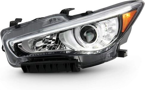 AKKON - Fits 2014-2022 InFiniti Q50 w/o AFS LED Projector Chrome Clear Headlight Driver Left Side 14-22 in Kuwait