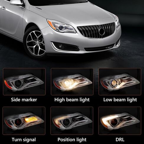 مجموعة المصابيح الأمامية Fione متوافقة مع Buick Regal سيدان 2014-2017 المصباح الأمامي للهالوجين الاستبدال chrome الجانب الأيمن 13409903 GM2503413 in Saudi Arabia