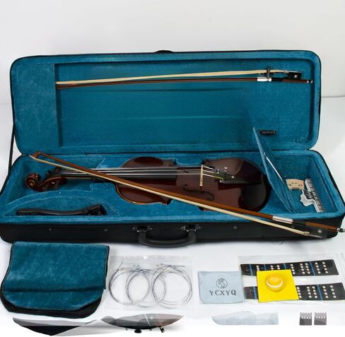 كمان 4/4 بالحجم الكامل للبالغين، كمان احترافي بنمط كامل من خشب القيقب والأبنوس، إكسسوارات عالية الجودة مصنوعة يدويًا ومناسبة للمبتدئين وفناني الأداء المحترفين مع ملحقات كاملة أخرى in Kuwait