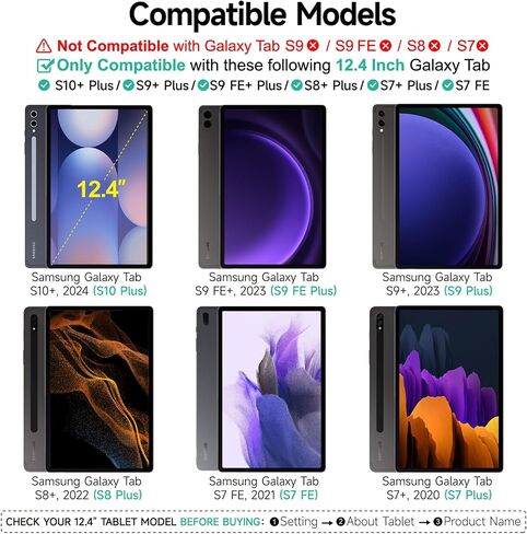 Keyboard Case for Samsung Galaxy Tab S10+ Plus/S9+ Plus/S9 FE+ Plus/S8+ Plus/S7+ Plus/S7 FE 12.4" Tablet,Magnetic Floating Cantilever Design,Multi-Function Touchpad,7 Colors Backlit,S Pen Holder,Black in Saudi Arabia