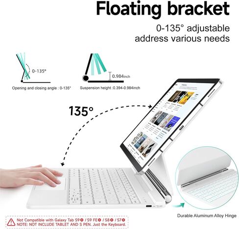 Keyboard Case for Samsung Galaxy Tab S10+ Plus/S9+ Plus/S9 FE+ Plus/S8+ Plus/S7+ Plus/S7 FE 12.4" Tablet,Magnetic Floating Cantilever Design,Multi-Function Touchpad,7 Colors Backlit,S Pen Holder,Black in Saudi Arabia