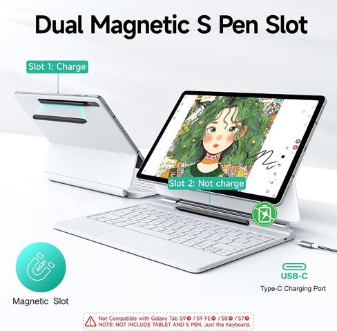 Keyboard Case for Samsung Galaxy Tab S10+ Plus/S9+ Plus/S9 FE+ Plus/S8+ Plus/S7+ Plus/S7 FE 12.4" Tablet,Magnetic Floating Cantilever Design,Multi-Function Touchpad,7 Colors Backlit,S Pen Holder,Black in Saudi Arabia