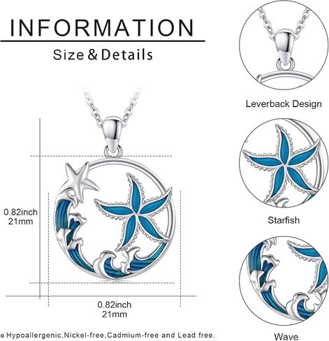 Ocean Necklace 925 Sterling Silver Wave Sea Animal Beach Themed Jewelry Gifts for Women Girls in Saudi Arabia