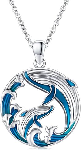 Ocean Necklace 925 Sterling Silver Wave Sea Animal Beach Themed Jewelry Gifts for Women Girls in Saudi Arabia