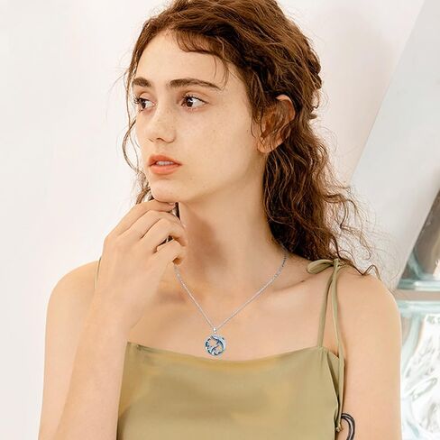 Ocean Necklace 925 Sterling Silver Wave Sea Animal Beach Themed Jewelry Gifts for Women Girls in Saudi Arabia