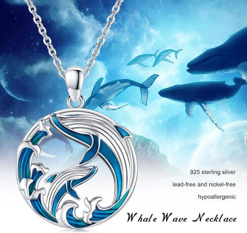Ocean Necklace 925 Sterling Silver Wave Sea Animal Beach Themed Jewelry Gifts for Women Girls in Saudi Arabia