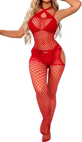 Fishnet Lingerie for Women Fishnet Bodysuit Mesh Bodystocking Babydoll Nightwear Rave Outfits For Women in Kuwait