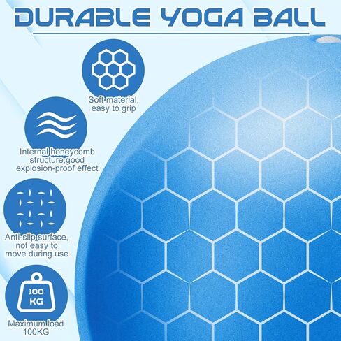 25cm Pilates Ball, 9,8 Inch Small Exercise Ball Mini Yoga Ball Gym Ball for Home Gym Pilates, Yoga, Balance, Core Training, Stability, Stretching with Inflation Straw in Kuwait