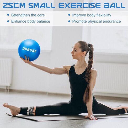 25cm Pilates Ball, 9,8 Inch Small Exercise Ball Mini Yoga Ball Gym Ball for Home Gym Pilates, Yoga, Balance, Core Training, Stability, Stretching with Inflation Straw in Kuwait