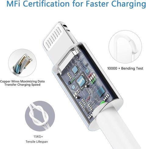 【Apple MFi Certified】Fast Charger iPhone ,Fast iPhone Charging Cord 3Pack iPhone Charger Fast Charging Plug Block 6FT USB C to Lightning Cable for iPhone 14/14 Pro Max/Plus/13 Mini/12/11/XR/XS,AirPods in Kuwait