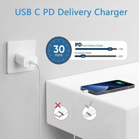 【Apple MFi Certified】Fast Charger iPhone ,Fast iPhone Charging Cord 3Pack iPhone Charger Fast Charging Plug Block 6FT USB C to Lightning Cable for iPhone 14/14 Pro Max/Plus/13 Mini/12/11/XR/XS,AirPods in Kuwait
