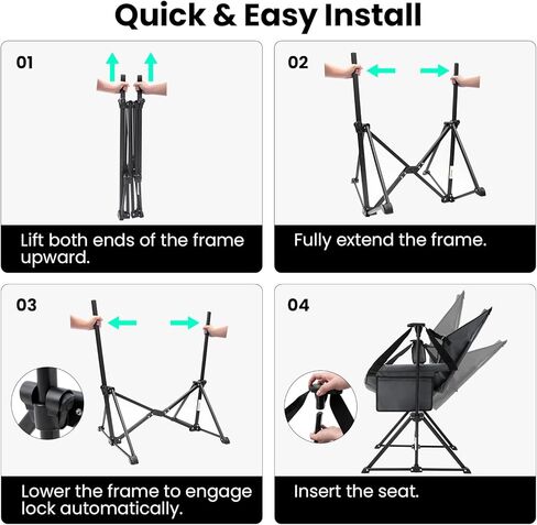 كرسي التخييم أرجوحة للبالغين مع مسند الظهر القابل للتعديل ، كرسي أرجوحة قابلة للطي بذاتها ، يدعم 400 رطل ، كرسي أرجوحة محمولة كرسي متأرجح للتخييم والسفر والفناء in Kuwait