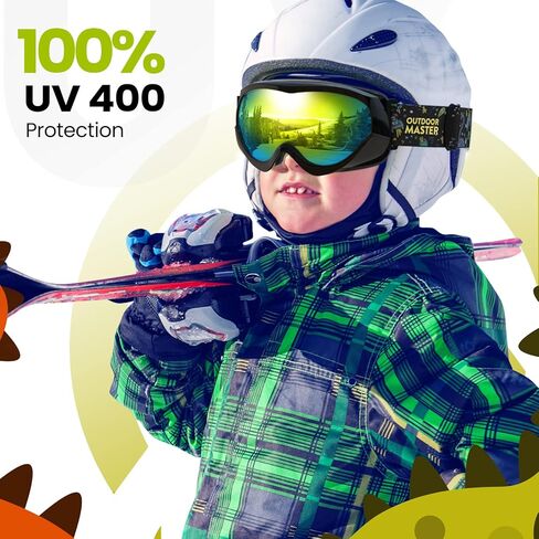OutdoorMaster Kids Ski Goggles - Helmet Compatible Snow Goggles for Boys & Girls with 100% UV Protection in Kuwait