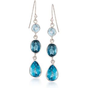 Ross-Simons 8.90 ct. t.w. Tonal Blue Topaz Linear Earrings in Sterling Silver in Saudi Arabia