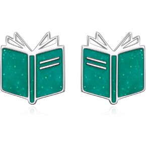Alphm 925 Sterling Silver Book Stud Earrings for Women Cute Librarian Book Jewelry Present for Librarians Reading Lovers in Saudi Arabia