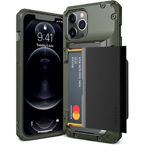 VRS Design Damda Glide Pro Phone Case for iPhone 12 Pro Max ، مع [4 بطاقات] متينة متين [Semi Auto] Slot Slot Slot لـ iPhone 12 Pro Max 6.7 Inch (2020) Black in Kuwait