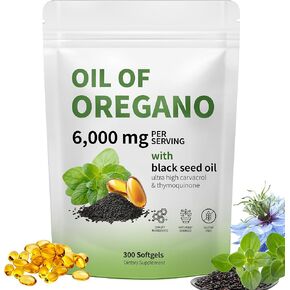 Oil of Oregano with Black Seed Oil - Oil of Oregano Capsules, Aceite de Orégano Capsulas, Immune Support, Non-GMO, Gluten Free, 300 Softgels in Saudi Arabia