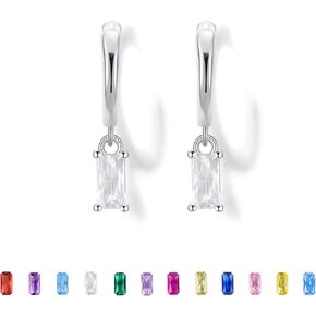 Seraphina Birthstone Hoop Earrings S925 Sterling Silver Post Lightweight Drop/Dangle Huggie Earrings for Women Trendy Small Hoop Earrings Birthday Gift in Kuwait