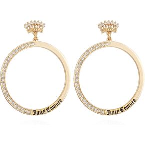 Juicy Couture Goldtone Sleek and Pave Crystal Glass Stone Hoop Earrings in Saudi Arabia