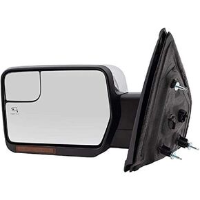 Left Driver Side Power Mirror, Chrome, Power Folding, with Heated Glass, Memory, Turn Signal, and Puddle Lamp, without Auto Dimming Glass- Compatible with 2011-2014 Ford F150 in Saudi Arabia