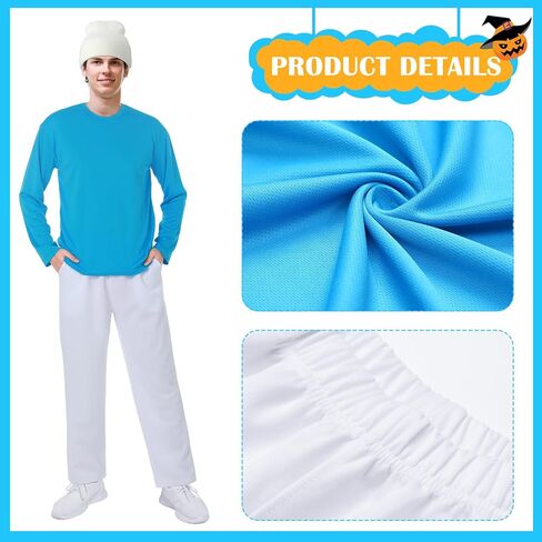 Mepase 3 Pcs Adult Costume 80s 90s TV Show Character Cosplay Blue Outfit Shirt Pants and Hat Mens Costume in Saudi Arabia