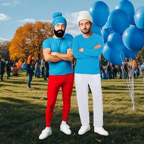 Mepase 3 Pcs Adult Costume 80s 90s TV Show Character Cosplay Blue Outfit Shirt Pants and Hat Mens Costume in Saudi Arabia