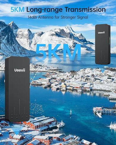 2.4G و 5G Dual Band Wireless Bridge ، IP65 Outdoor Point to Point WiFi Bridge CPE مع 2 1000 ميجابت في الثانية RJ45 ، هوائي عالي الأداء 16DBI ، 5 كيلومترات طويلة المدى ، 24 فولت Poe Power ، لمرآب متجر الحظيرة in Kuwait