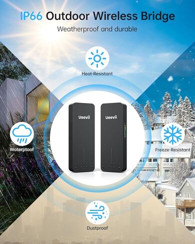 2.4G و 5G Dual Band Wireless Bridge ، IP65 Outdoor Point to Point WiFi Bridge CPE مع 2 1000 ميجابت في الثانية RJ45 ، هوائي عالي الأداء 16DBI ، 5 كيلومترات طويلة المدى ، 24 فولت Poe Power ، لمرآب متجر الحظيرة in Kuwait