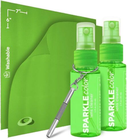 Sparkle Anti-Reflective Safe Lens Cleaner & Repair Kit – (2) 1oz Glasses Cleaner Spray, (2) Microfiber Cloth & Keychain Screwdriver for Eyeglasses, Sunglasses, Lenses & Screens (5 Piece Set) in Kuwait