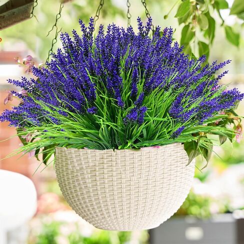 24PCS Artificial Flowers for Outdoors – UV Resistant Fake Flowers, Lavender Artificial Flowers Plastic Faux Plants for Garden Home Porch Hanging Planters Window Box Decor in Saudi Arabia