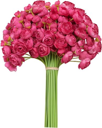 Meldel 32pcs ranunculus زهرة الاصطناعية ، فو ، الحرير المصغرة الزهور البيضاء رانسولوس للباقة DIY ، زهور حشو الزفاف الفاوانيا المزيفة السائبة لترتيبات القماطع المركزية الزفاف دش دش الزفاف in Kuwait