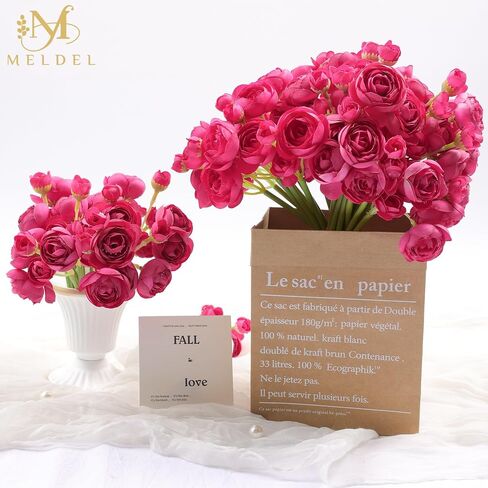 Meldel 32pcs ranunculus زهرة الاصطناعية ، فو ، الحرير المصغرة الزهور البيضاء رانسولوس للباقة DIY ، زهور حشو الزفاف الفاوانيا المزيفة السائبة لترتيبات القماطع المركزية الزفاف دش دش الزفاف in Kuwait