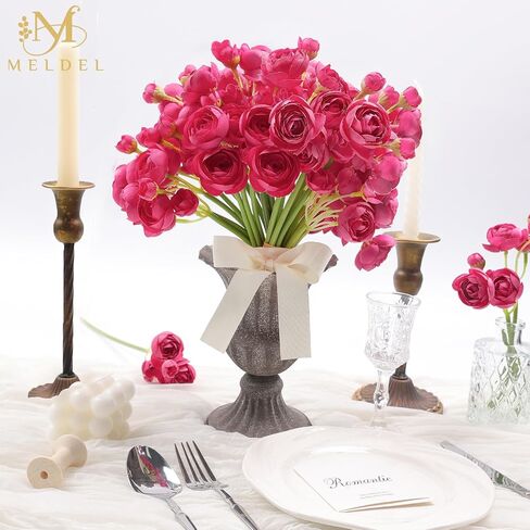 Meldel 32pcs ranunculus زهرة الاصطناعية ، فو ، الحرير المصغرة الزهور البيضاء رانسولوس للباقة DIY ، زهور حشو الزفاف الفاوانيا المزيفة السائبة لترتيبات القماطع المركزية الزفاف دش دش الزفاف in Kuwait