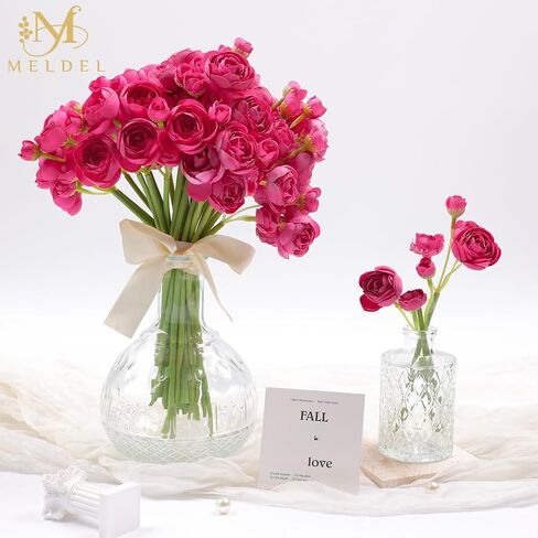 Meldel 32pcs ranunculus زهرة الاصطناعية ، فو ، الحرير المصغرة الزهور البيضاء رانسولوس للباقة DIY ، زهور حشو الزفاف الفاوانيا المزيفة السائبة لترتيبات القماطع المركزية الزفاف دش دش الزفاف in Kuwait