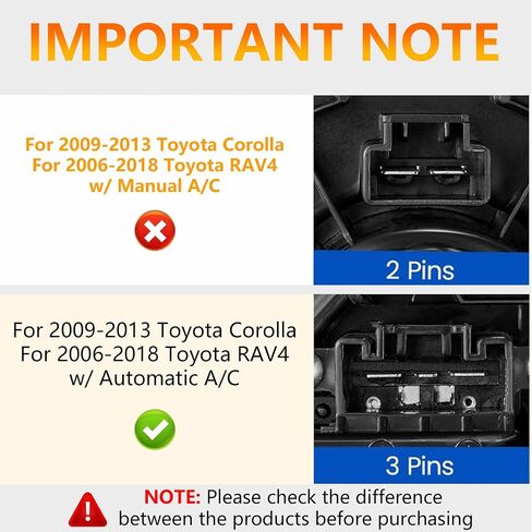 HVAC Heater Blower Motor لتويوتا كورولا مع أوتوماتيكي 2009-2019 ، بريوس 2010-2015 W/O Hatchback ، لعام 2012-2017 Prius V ، لتويوتا RAV4 2006-2018 ، لكورولا IM 17-18 (3 دبابيس فقط) in Saudi Arabia