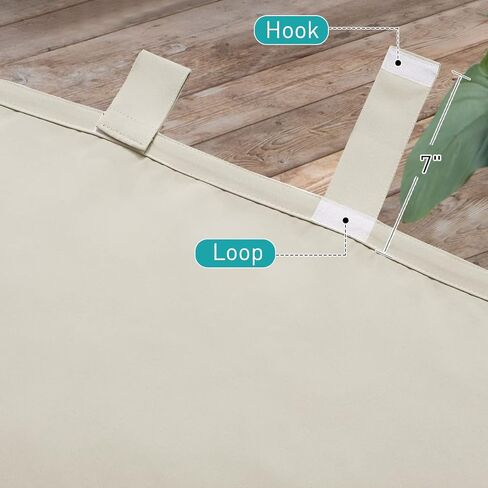 NICETOWN 2 Panels Outdoor Patio Curtainss Waterproof Room Darkening Drapes, Detachable Sticky Tab Top Thermal Insulated Privacy Outdoor Dividers for Canopy/Doorway, Beige, W52 x L84 in Saudi Arabia
