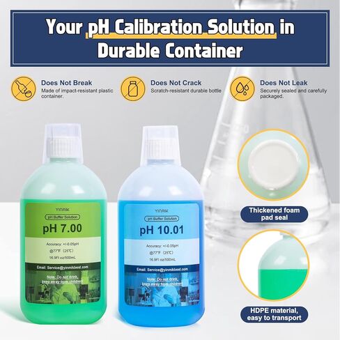 pH Calibration Solution, 4.00 7.00 & 10.01 pH Buffer Calibration Solution, Each 500mL(16.9Fl oz) pH Calibration Packets for All pH Tester, pH Buffer Solution Kit, pH Meter Calibration Solution in Kuwait