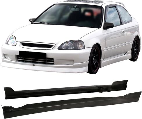 Side Skirts Compatible with 1996-2000 Honda Civic, CS Style Black PU Sideskirt Rocker Moulding Air Dam Chin Diffuser Bumper Lip Splitter by IKON MOTORSPORTS, 1997 1998 1999 in Saudi Arabia