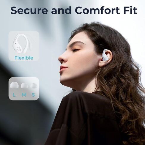 سماعات Occiam Bluetooth سماعات الأذن اللاسلكية 90H Playback Playback Sport Ear Buds with LED عرض شحن في أذن الأذن من سماعات الأذن مع Earhook للتجريب ios android الهواتف المحمولة ، Navy Blue in Saudi Arabia