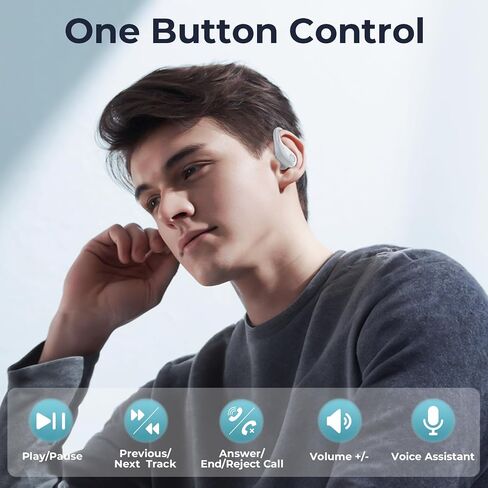 سماعات Occiam Bluetooth سماعات الأذن اللاسلكية 90H Playback Playback Sport Ear Buds with LED عرض شحن في أذن الأذن من سماعات الأذن مع Earhook للتجريب ios android الهواتف المحمولة ، Navy Blue in Saudi Arabia
