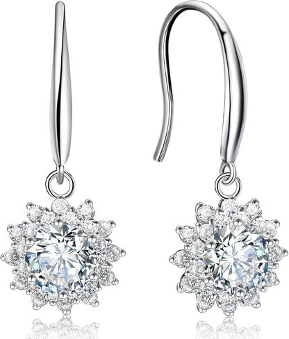 S925 Sterling Silver 0.5ct Diamond Drop Ackons for Women ، VVS1 Sunflower Dangle ، Gift for Home in Birthday in Kuwait