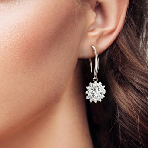 S925 Sterling Silver 0.5ct Diamond Drop Ackons for Women ، VVS1 Sunflower Dangle ، Gift for Home in Birthday in Kuwait