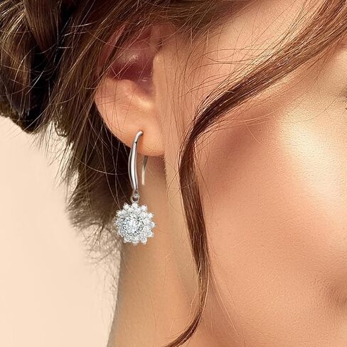 S925 Sterling Silver 0.5ct Diamond Drop Ackons for Women ، VVS1 Sunflower Dangle ، Gift for Home in Birthday in Kuwait