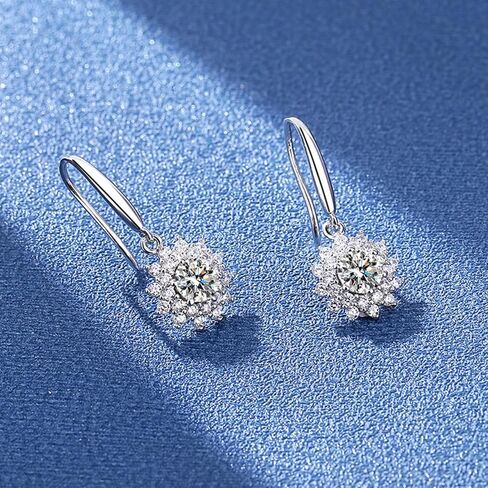 S925 Sterling Silver 0.5ct Diamond Drop Ackons for Women ، VVS1 Sunflower Dangle ، Gift for Home in Birthday in Kuwait