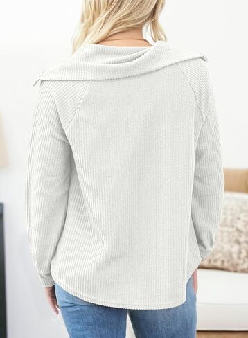 Dokotoo Women's Casual Sweatshirt Long Sleeve Button V Neck Loose Knitted Pullover Sweatshirt Tops in Saudi Arabia