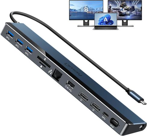 USB C Station Station Dual Monitor ، 4K@60Hz MAX لـ DP1.4 كمبيوتر محمول ، مزدوج 4K@30HZ كحد أقصى لـ DP1.2 ، 2*HDMI ، 4*USB ، PD 100W ، Thunderbolt 3/4 Dock ، SD/TF Slot ، Ethernet ، الصوت ، الأزرق in Kuwait