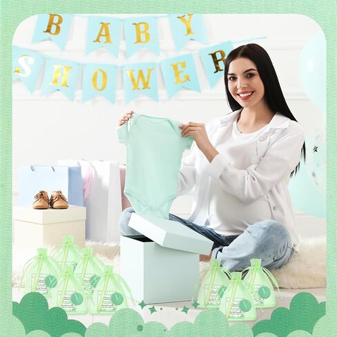 Ctosree 50 Sets Baby Shower Favors for Guests Include 50 Pcs Tea Light Candle Bulk Thank Tag and Chiffon Bag with Drawstring Retractable Ballpoint Pen for Gender Reveal Party Supplies in Saudi Arabia