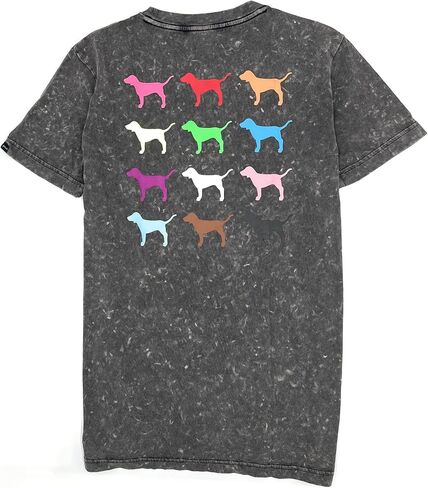 Victoria's Secret Pink Campus Cotton Boyfriend Tee Rainbow Dog Logo Oversized O/S in Saudi Arabia