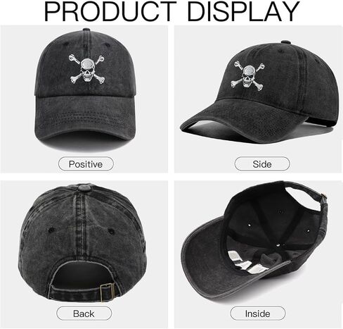 Skull and Crossbones Baseball Cap for Men Women, Funny Adjustable Embroidered Skeleton Hat in Saudi Arabia