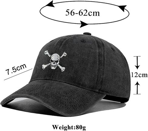 Skull and Crossbones Baseball Cap for Men Women, Funny Adjustable Embroidered Skeleton Hat in Saudi Arabia